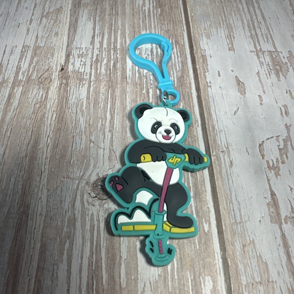 Dude Perfect Rubber Panda Riding A Pogo Stick Keychain